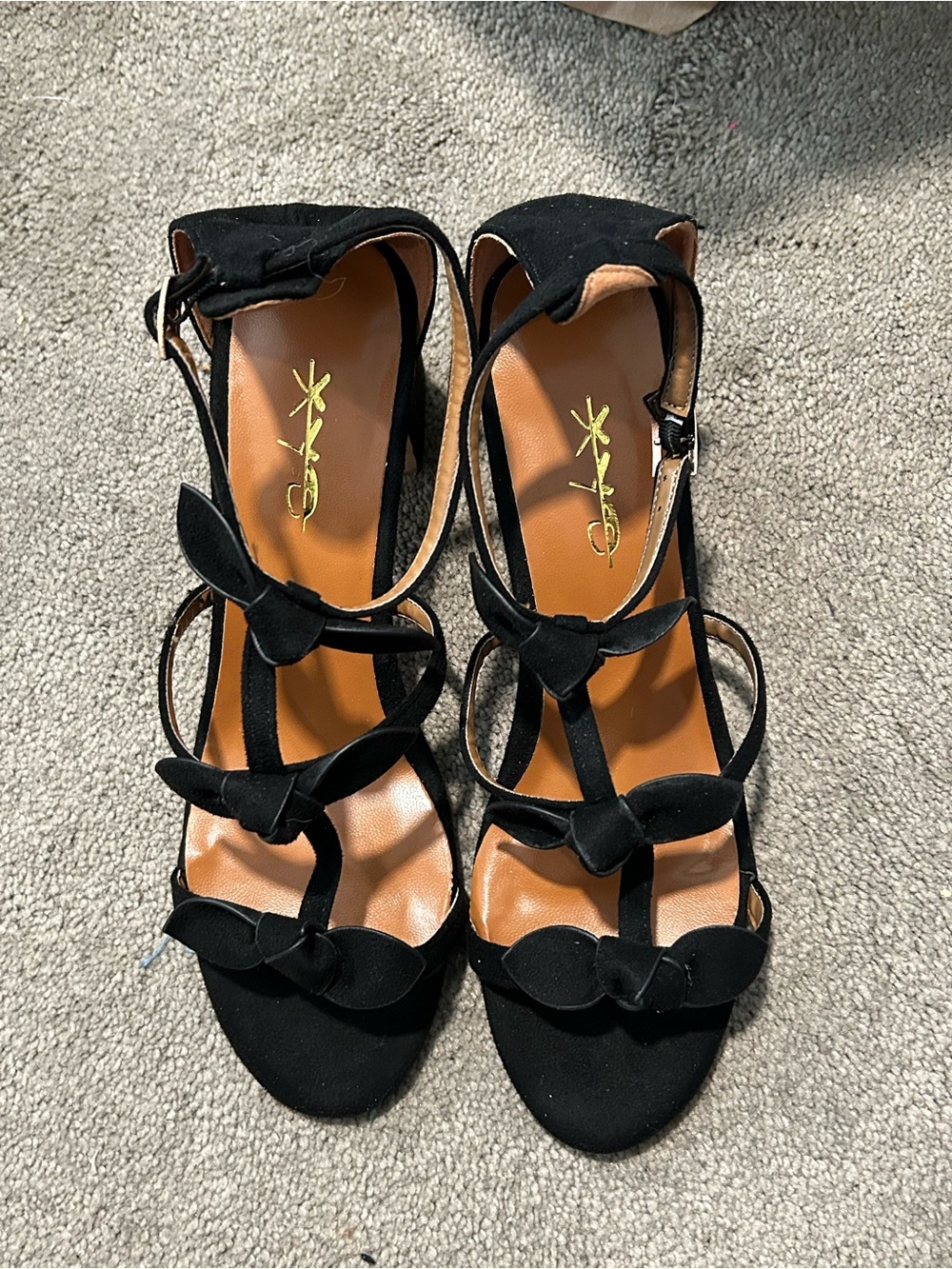 XYD Black Bow-Strap Women's Sandals